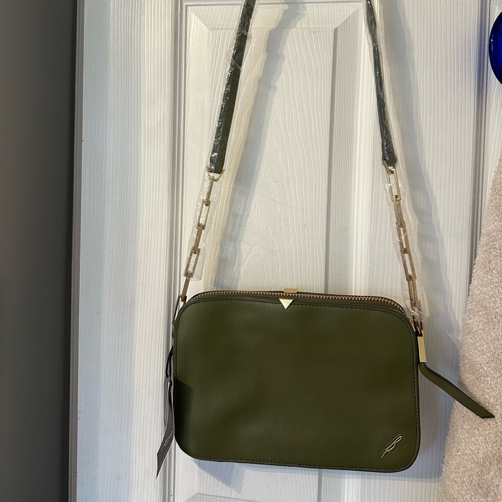 Brian Atwood Green Crossbody Bag with Chain Strap